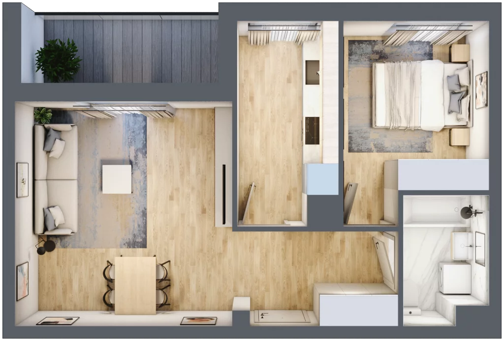 2 pokoje, mieszkanie 44,53 m², piętro 5, oferta nr D/133/M, City Vibe, Kraków, Podgórze, Płaszów, ul. Myśliwska